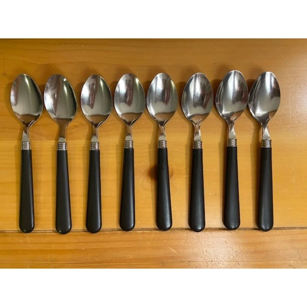 40pc Stainless Steel Flatware Set Basic Black Service for 8 Spoons Forks Knives